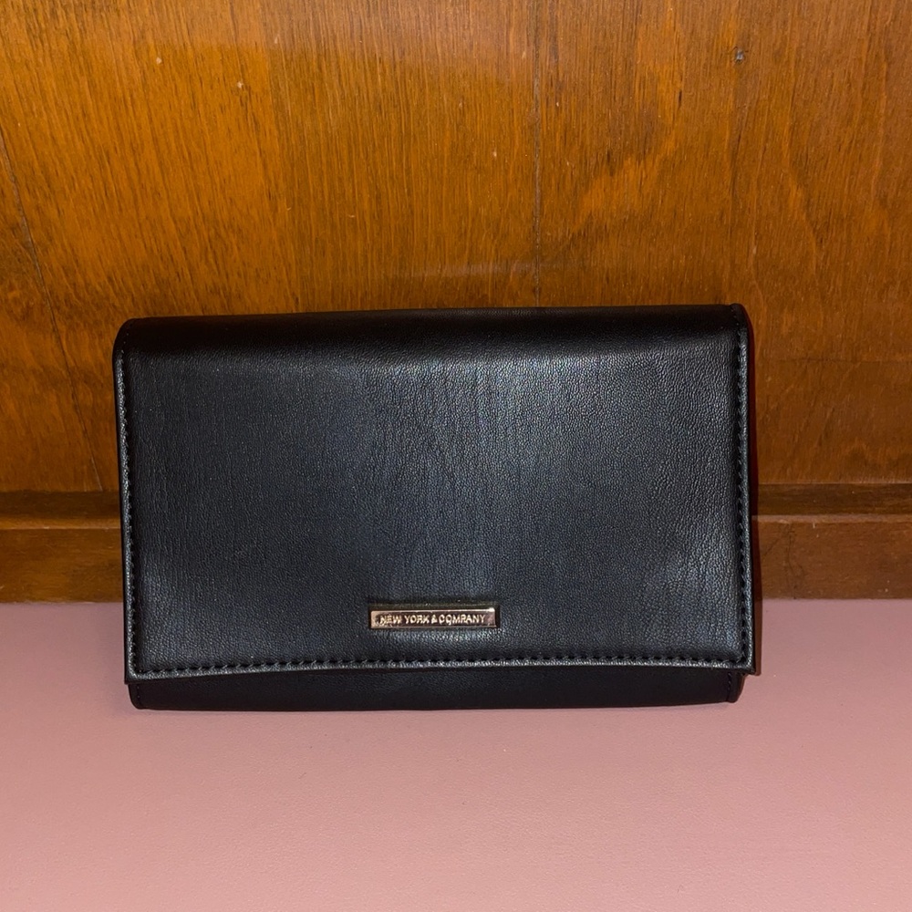 New York & Company Black Leather clutch/crossbody missing strap